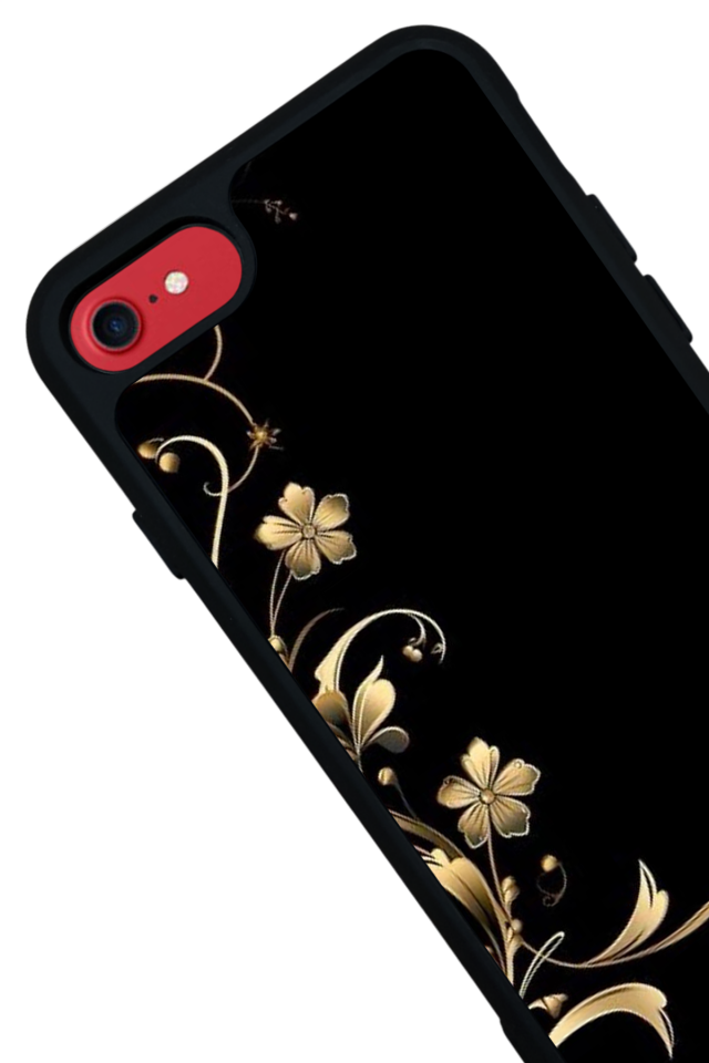 iPhone 7 Uyumlu Yaldizli Cicek Tasarımlı Glossy Premium Kılıf