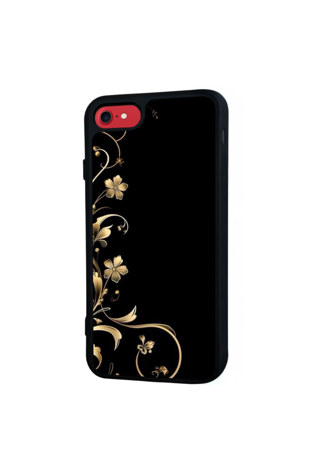 iPhone 7 Uyumlu Yaldizli Cicek Tasarımlı Glossy Premium Kılıf