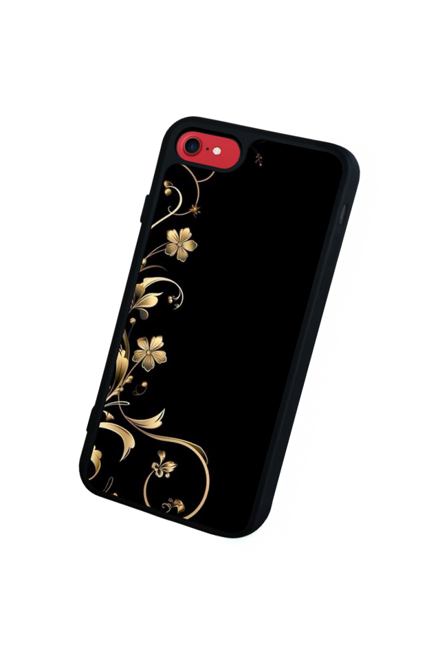 iPhone 7 Uyumlu Yaldizli Cicek Tasarımlı Glossy Premium Kılıf