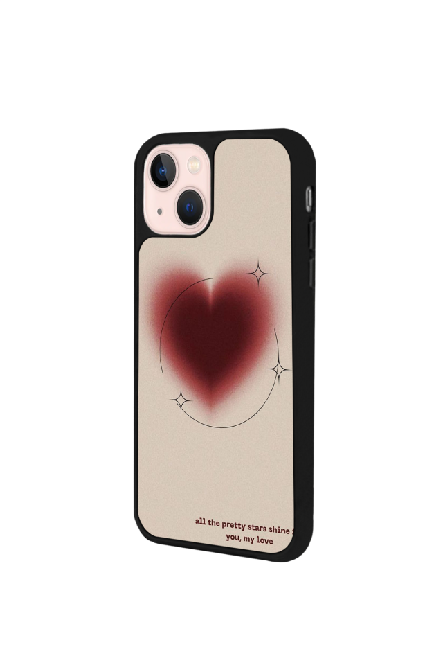 iPhone 13 Mini Uyumlu Kalp Love Tasarımlı Glossy Premium Kılıf