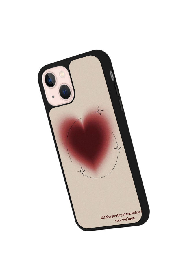 iPhone 13 Mini Uyumlu Kalp Love Tasarımlı Glossy Premium Kılıf