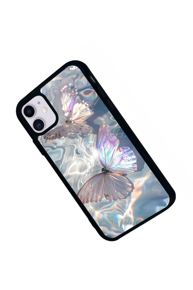 iPhone 11 Uyumlu Kelebek Tasarımlı Glossy Premium Kılıf
