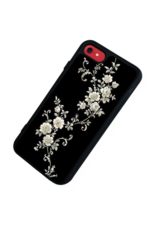 iPhone 7 Uyumlu Yaldizli Cicek Tasarımlı Glossy Premium Kılıf
