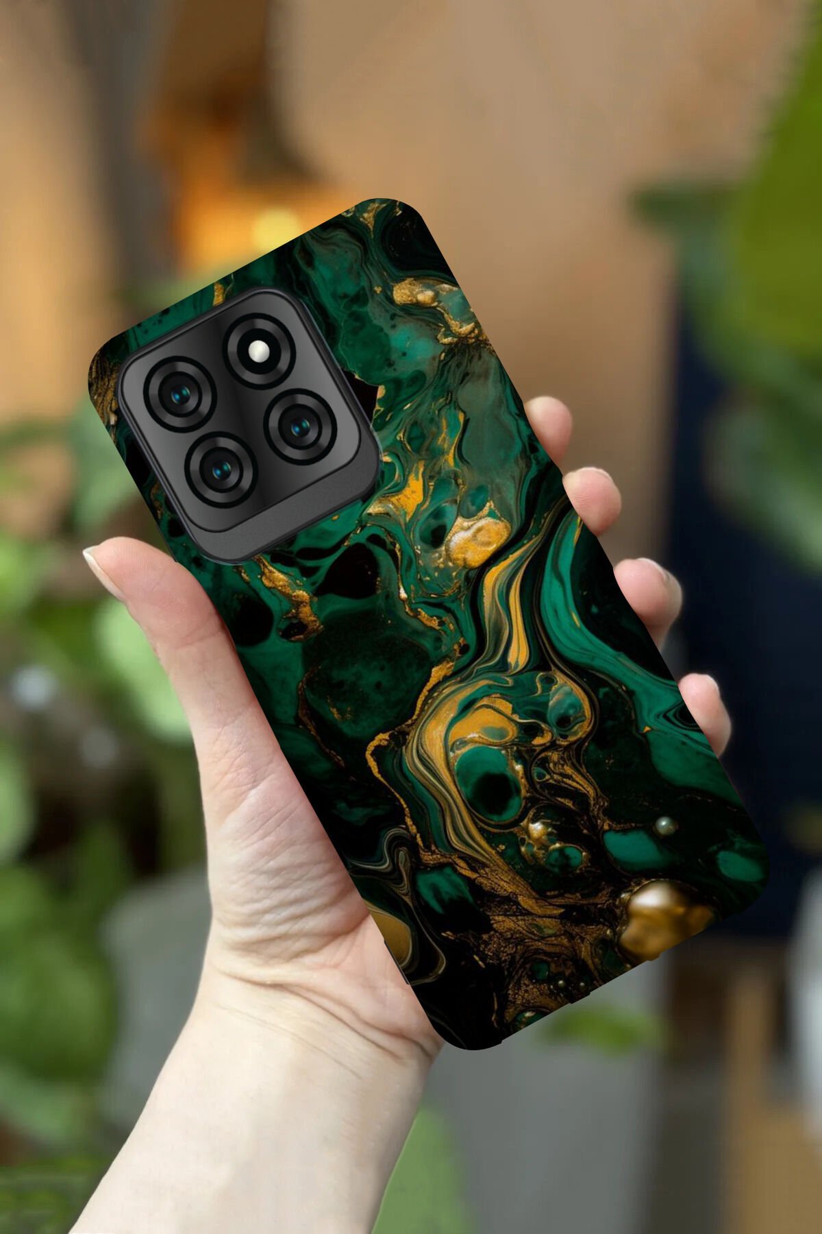 Reeder S71 Uyumlu Kamera Korumalı Yeşil Mermer Desenli HD Baskılı Silikon Kılıf