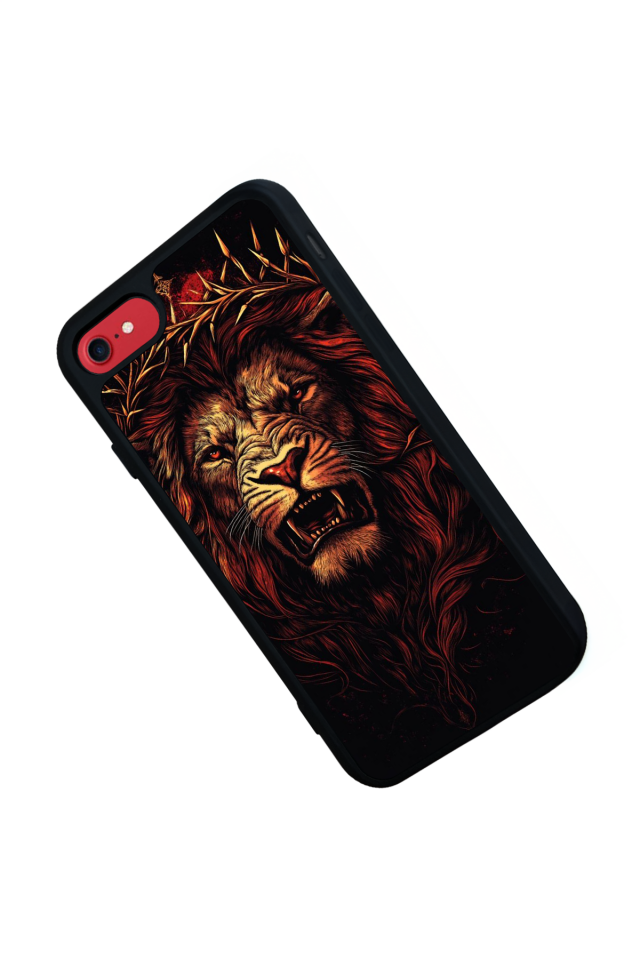 iPhone SE Uyumlu Aslan Tasarımlı Glossy Premium Kılıf