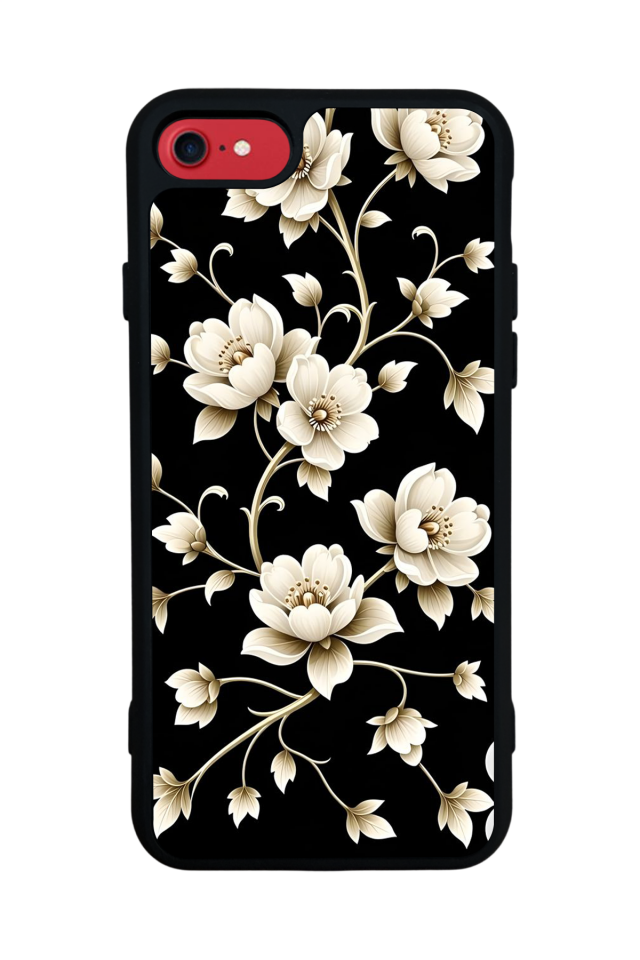 iPhone 7 Uyumlu Yaldizli Cicek Tasarımlı Glossy Premium Kılıf