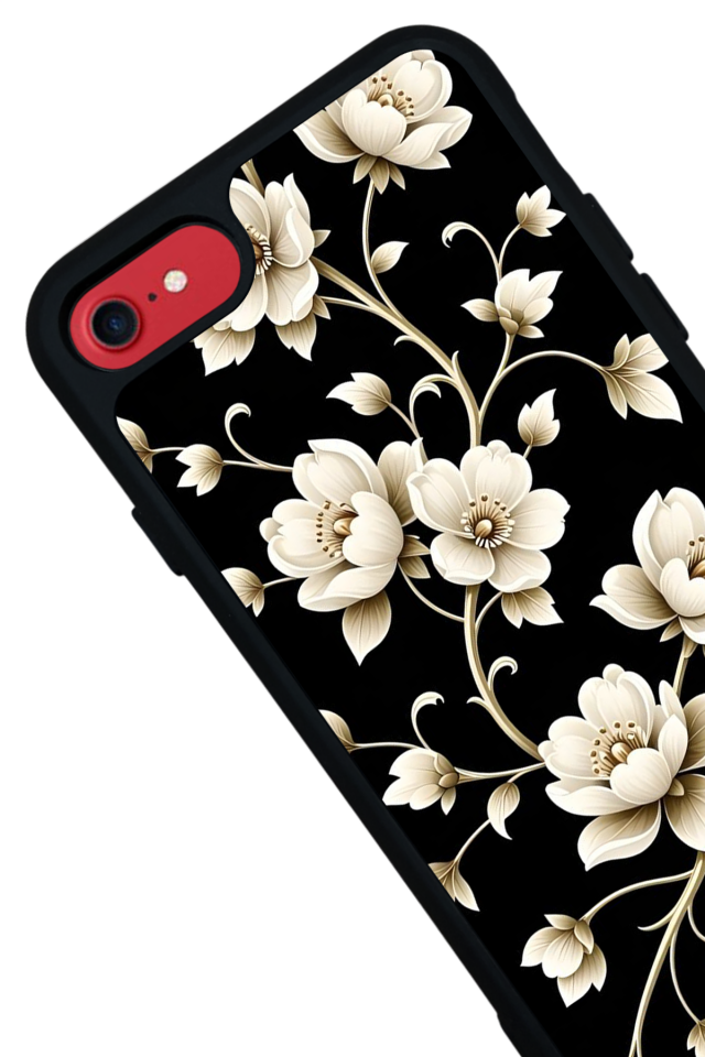iPhone 7 Uyumlu Yaldizli Cicek Tasarımlı Glossy Premium Kılıf