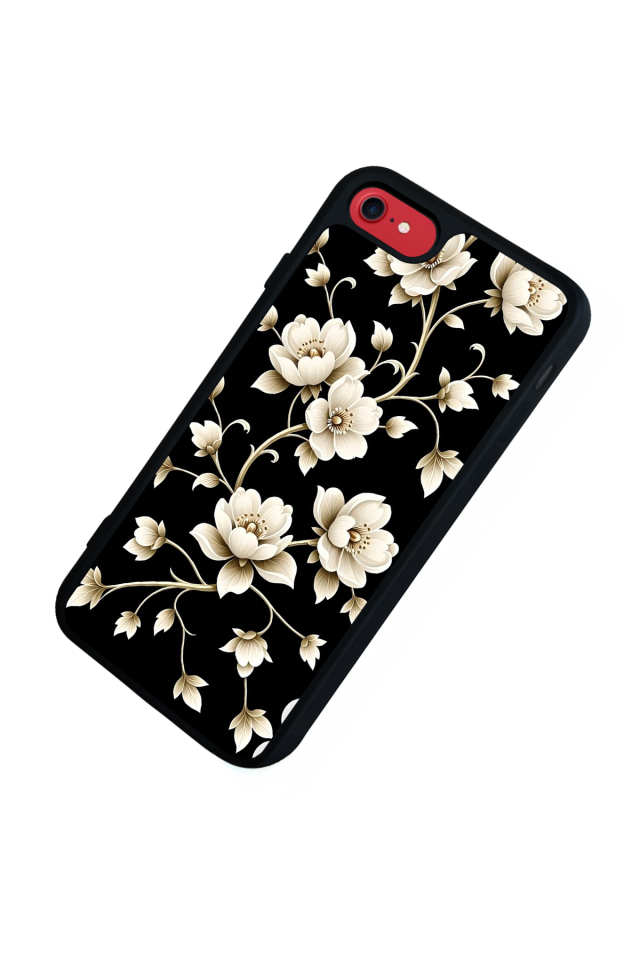 iPhone 7 Uyumlu Yaldizli Cicek Tasarımlı Glossy Premium Kılıf