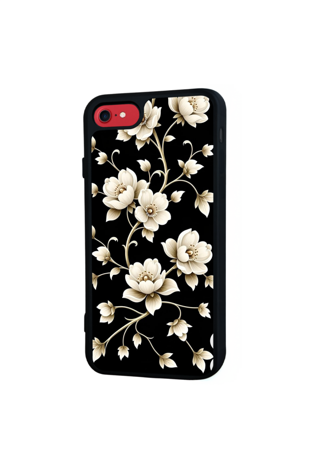 iPhone 7 Uyumlu Yaldizli Cicek Tasarımlı Glossy Premium Kılıf
