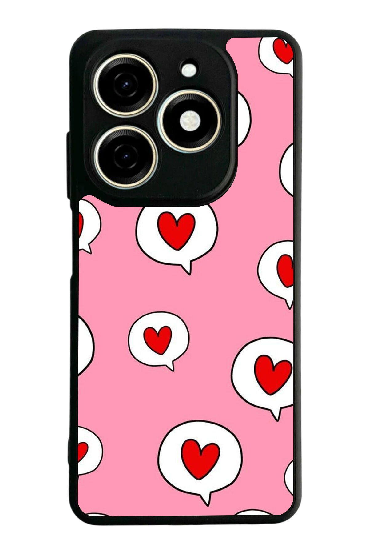 Tecno Spark 20/20C Uyumlu Kalp Love Tasarımlı Glossy Premium Kılıf