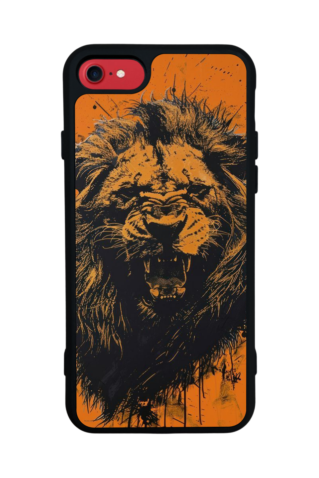 iPhone SE Uyumlu Aslan Tasarımlı Glossy Premium Kılıf