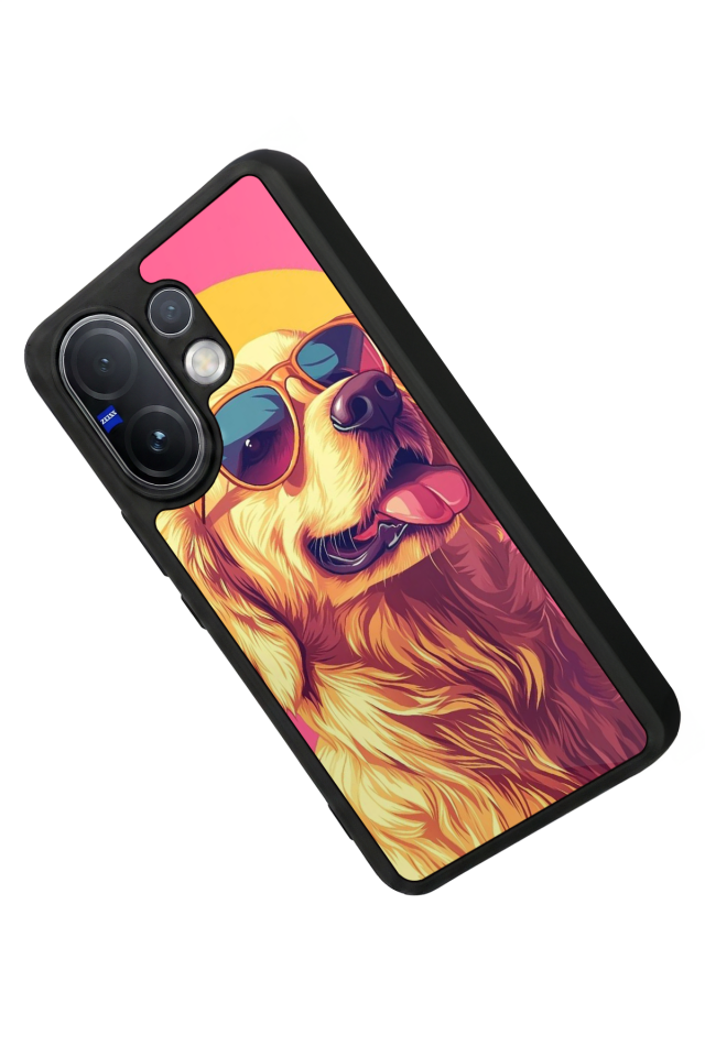 Vivo V60 Uyumlu Golden Kopek Tasarımlı Glossy Premium Kılıf