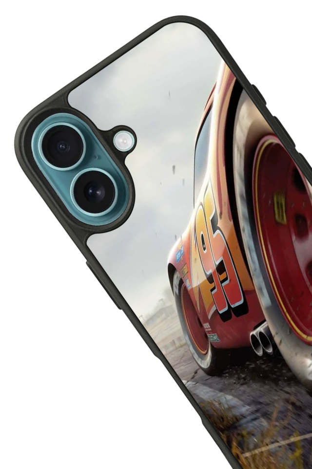 iPhone 16 Uyumlu Şimsek McQueen Tasarımlı Glossy Premium Kılıf