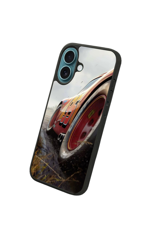 iPhone 16 Uyumlu Şimsek McQueen Tasarımlı Glossy Premium Kılıf