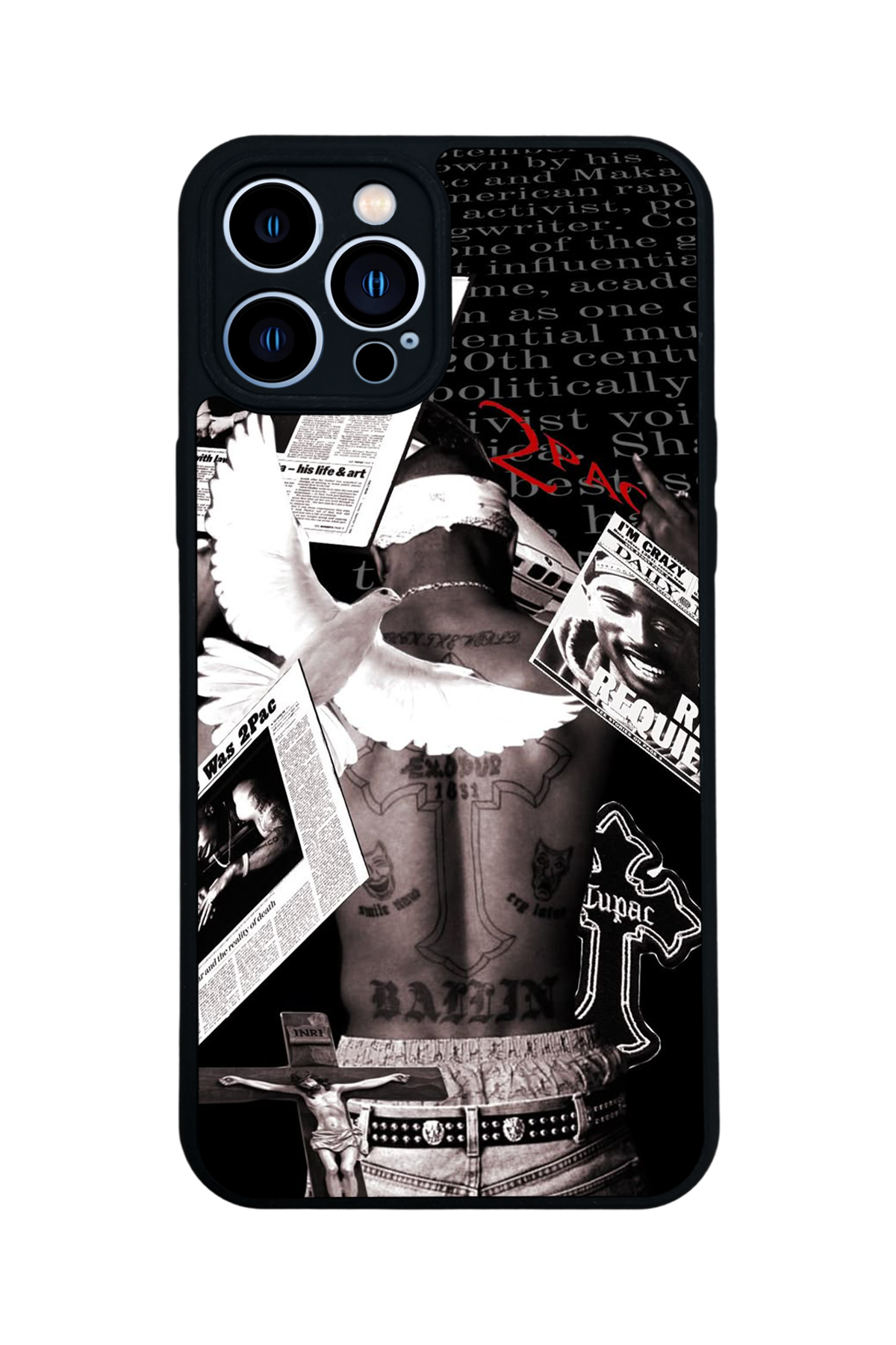 iPhone 13 Pro Max Uyumlu Tupac Tasarımlı Glossy Premium Kılıf