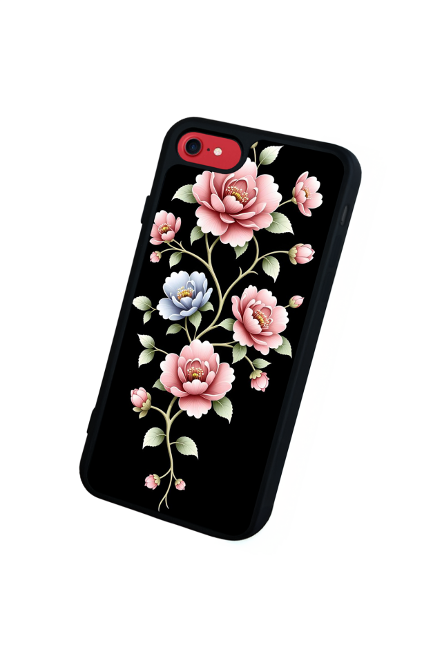 iPhone 7 Uyumlu Yaldizli Cicek Tasarımlı Glossy Premium Kılıf