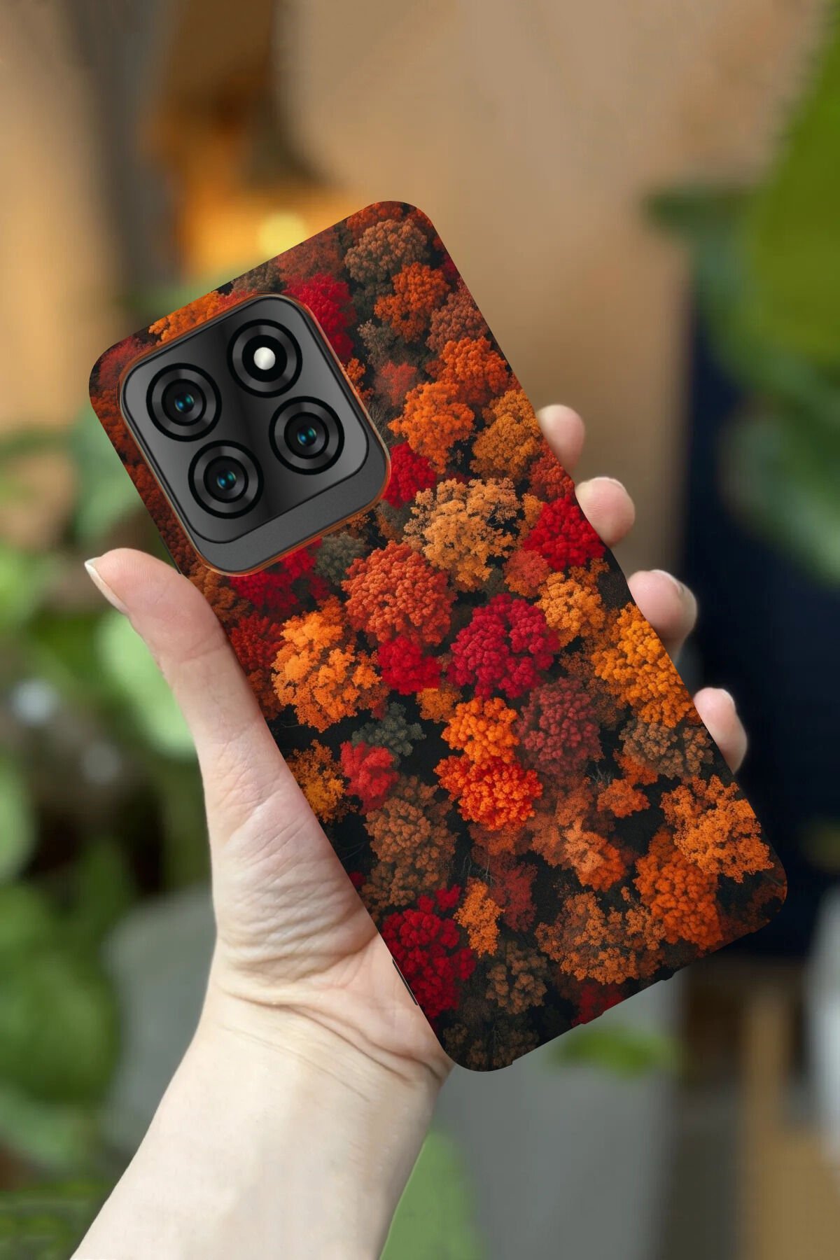 Reeder S71 Uyumlu Kamera Korumalı Sonbahar Yaprakları Desenli HD Baskılı Silikon Kılıf