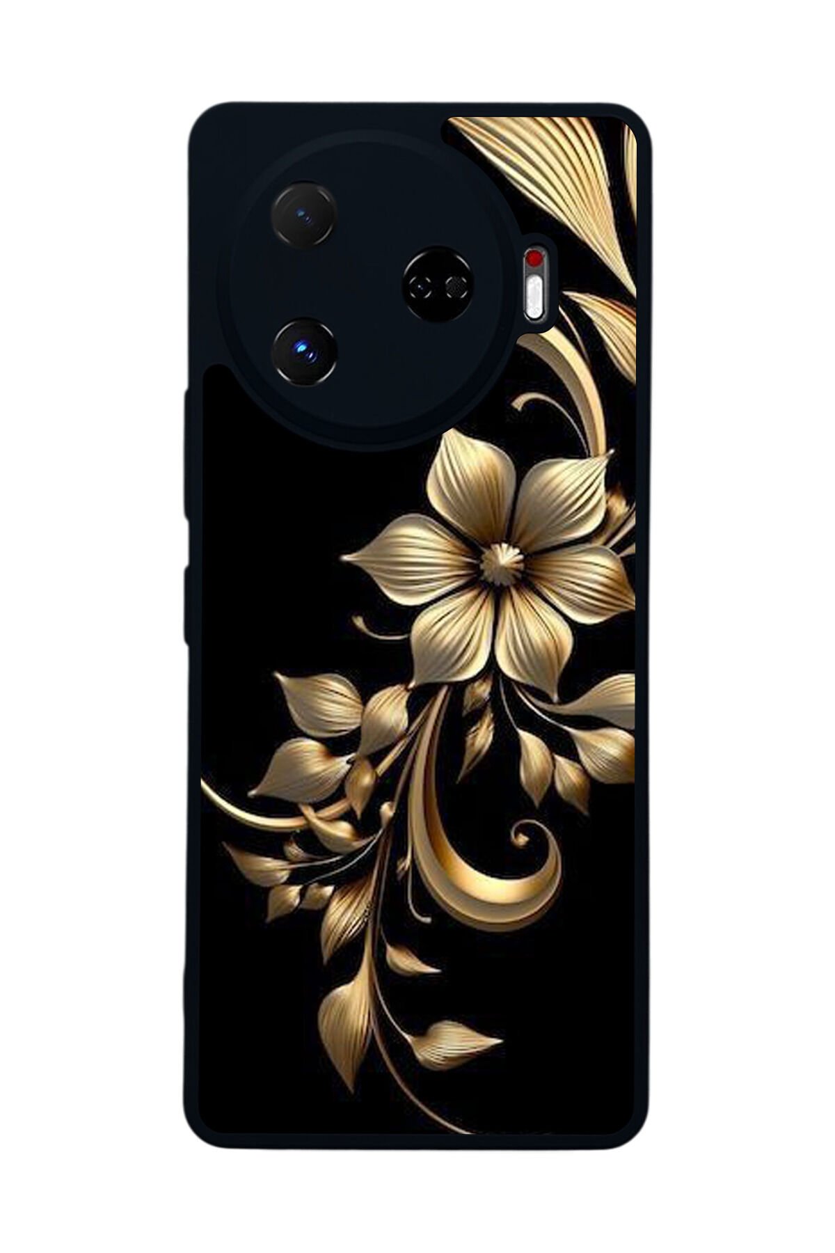 Tecno Camon 30 Pro Uyumlu Yaldizli Cicek Tasarımlı Glossy Premium Kılıf