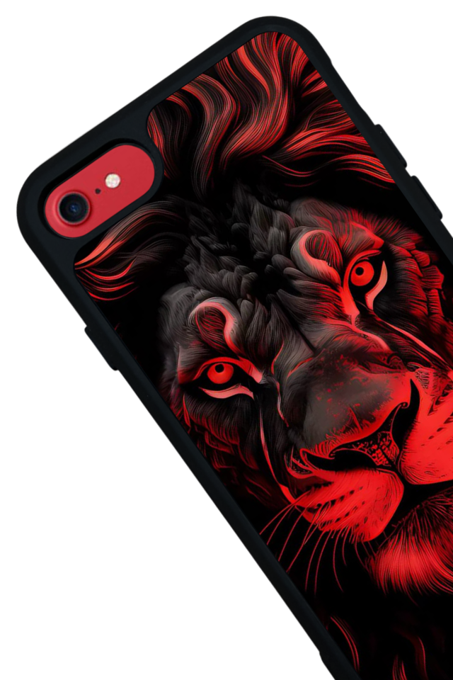 iPhone SE Uyumlu Aslan Tasarımlı Glossy Premium Kılıf