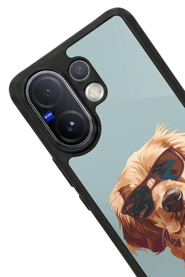 Vivo V60 Uyumlu Golden Kopek Tasarımlı Glossy Premium Kılıf