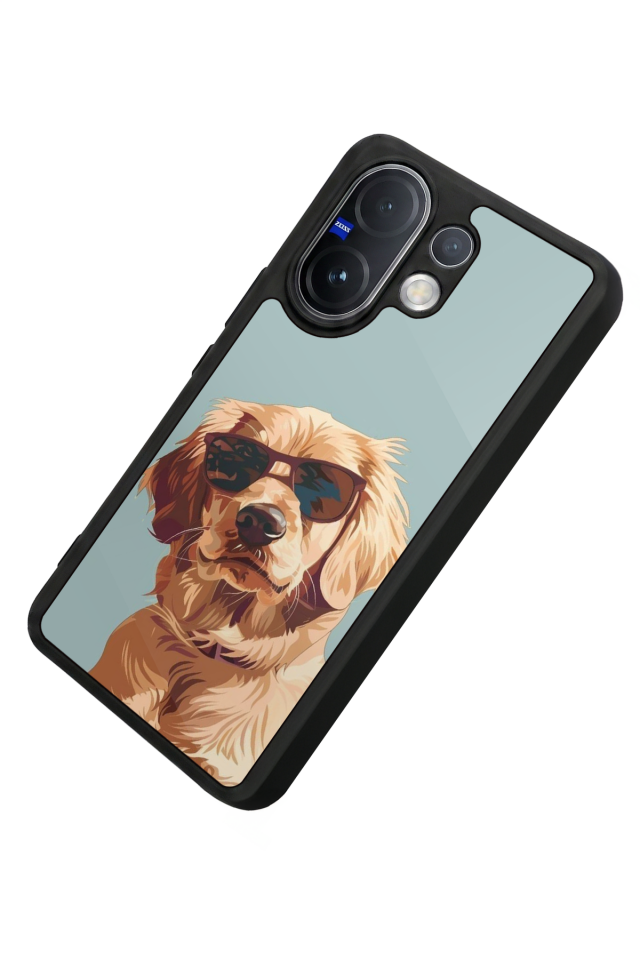 Vivo V60 Uyumlu Golden Kopek Tasarımlı Glossy Premium Kılıf