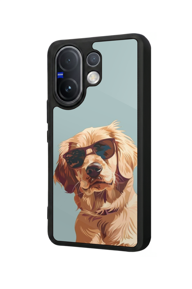 Vivo V60 Uyumlu Golden Kopek Tasarımlı Glossy Premium Kılıf