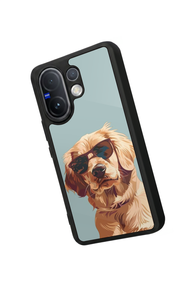 Vivo V60 Uyumlu Golden Kopek Tasarımlı Glossy Premium Kılıf