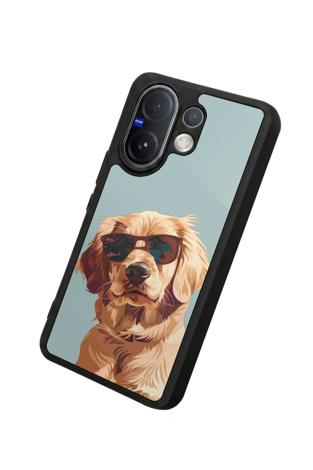 Vivo V60 Uyumlu Golden Kopek Tasarımlı Glossy Premium Kılıf