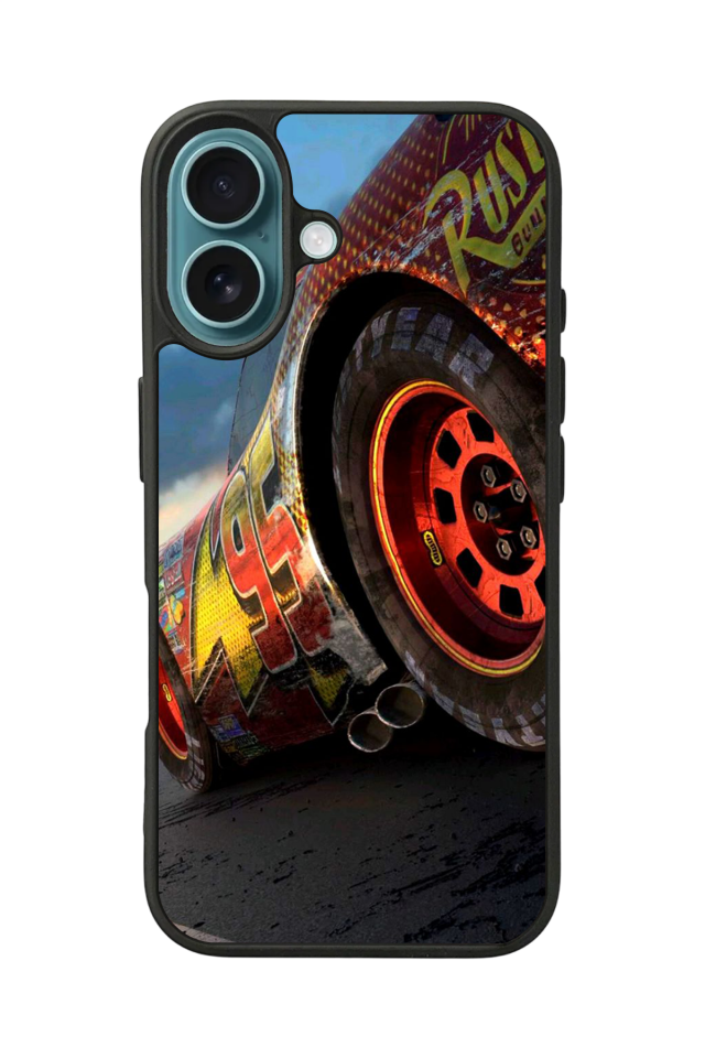 iPhone 16 Uyumlu Şimsek McQueen Tasarımlı Glossy Premium Kılıf