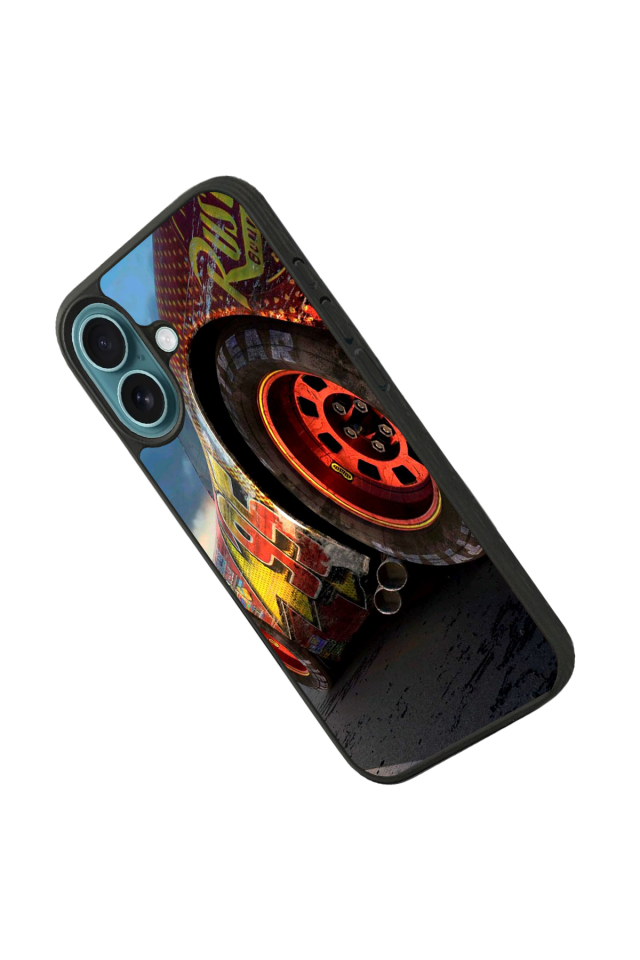 iPhone 16 Uyumlu Şimsek McQueen Tasarımlı Glossy Premium Kılıf