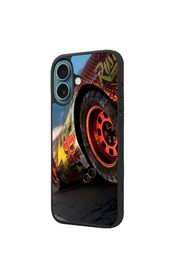iPhone 16 Uyumlu Şimsek McQueen Tasarımlı Glossy Premium Kılıf