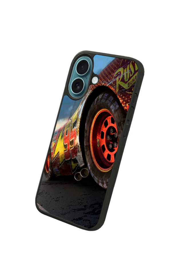 iPhone 16 Uyumlu Şimsek McQueen Tasarımlı Glossy Premium Kılıf