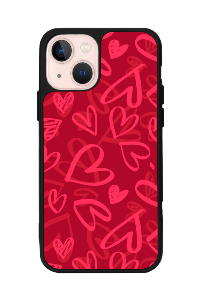 iPhone 13 Mini Uyumlu Kalp Love Tasarımlı Glossy Premium Kılıf