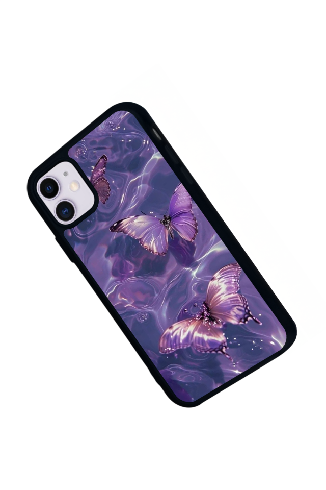 iPhone 11 Uyumlu Kelebek Tasarımlı Glossy Premium Kılıf