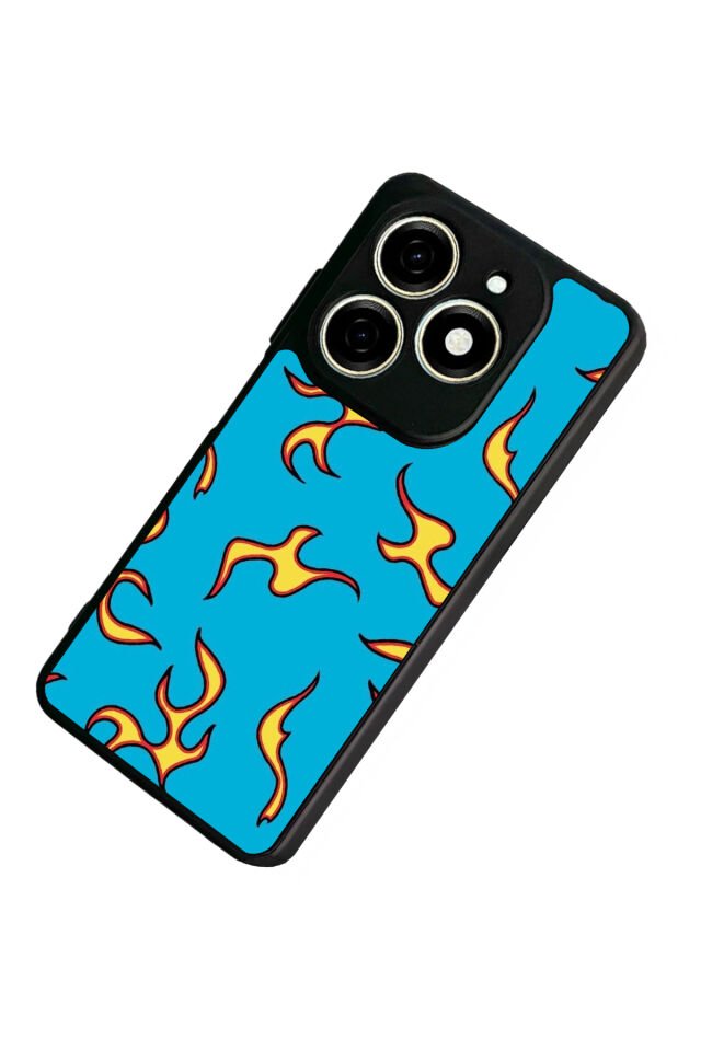 Infınıx Smart 8 Pro Uyumlu Retro Flame Patterns Tasarımlı Glossy Premium Kılıf