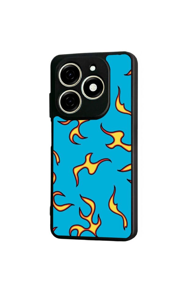 Infınıx Smart 8 Pro Uyumlu Retro Flame Patterns Tasarımlı Glossy Premium Kılıf