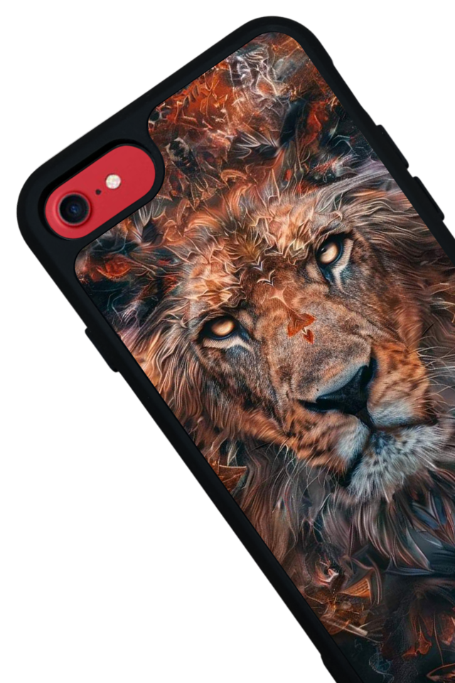 iPhone SE Uyumlu Aslan Tasarımlı Glossy Premium Kılıf