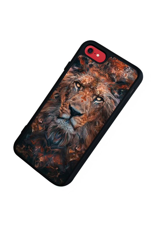 iPhone SE Uyumlu Aslan Tasarımlı Glossy Premium Kılıf