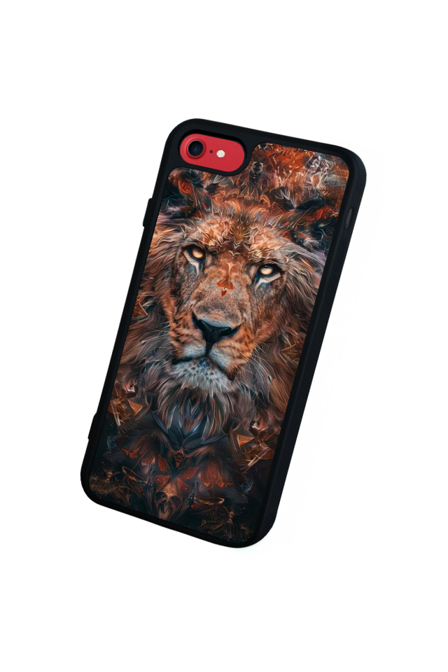 iPhone SE Uyumlu Aslan Tasarımlı Glossy Premium Kılıf