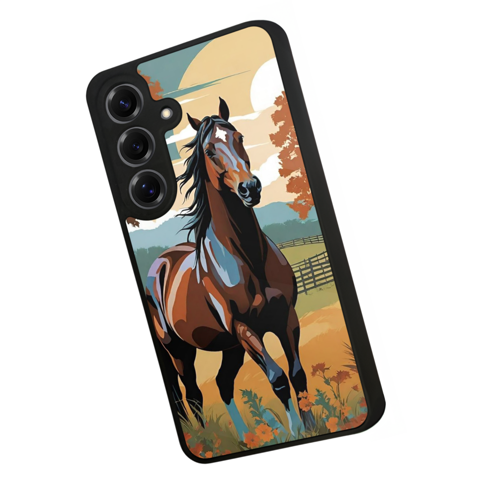 Samsung Galaxy S25 Uyumlu At Horse Tasarımlı Glossy Premium Kılıf