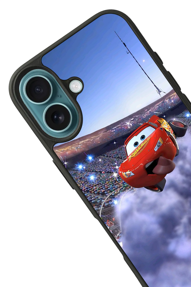 iPhone 16 Uyumlu Şimsek McQueen Tasarımlı Glossy Premium Kılıf