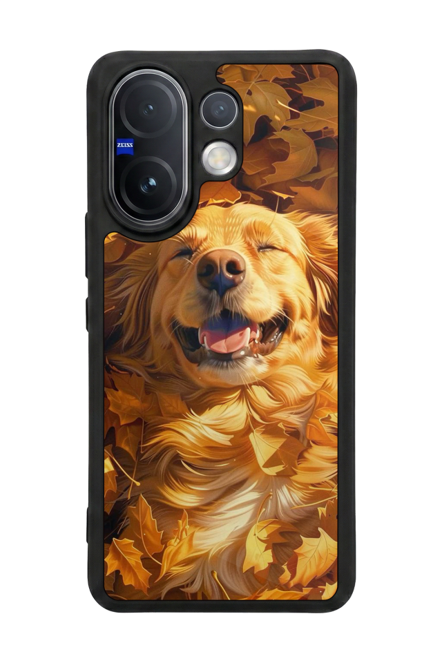 Vivo V60 Uyumlu Golden Kopek Tasarımlı Glossy Premium Kılıf