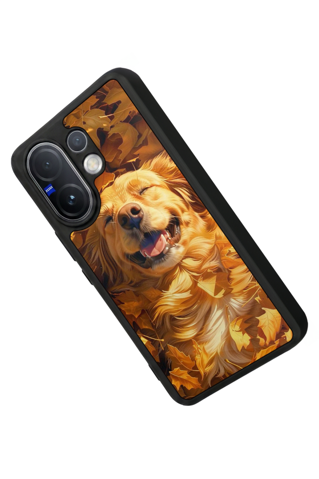 Vivo V60 Uyumlu Golden Kopek Tasarımlı Glossy Premium Kılıf