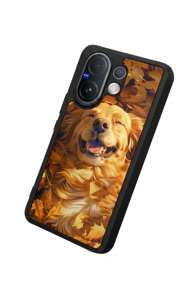 Vivo V60 Uyumlu Golden Kopek Tasarımlı Glossy Premium Kılıf