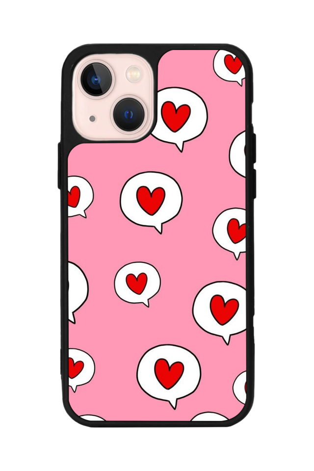 iPhone 13 Mini Uyumlu Kalp Love Tasarımlı Glossy Premium Kılıf