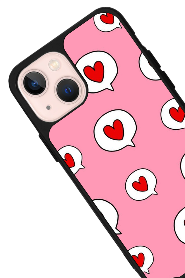 iPhone 13 Mini Uyumlu Kalp Love Tasarımlı Glossy Premium Kılıf