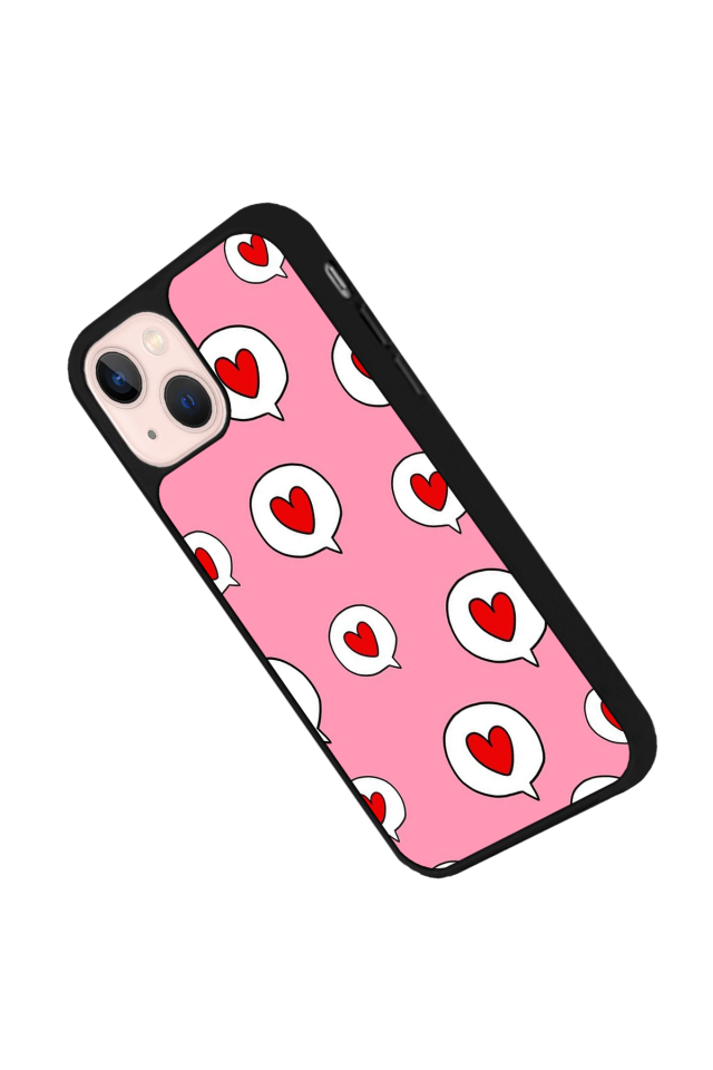 iPhone 13 Mini Uyumlu Kalp Love Tasarımlı Glossy Premium Kılıf