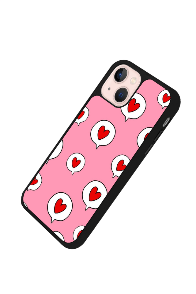 iPhone 13 Mini Uyumlu Kalp Love Tasarımlı Glossy Premium Kılıf