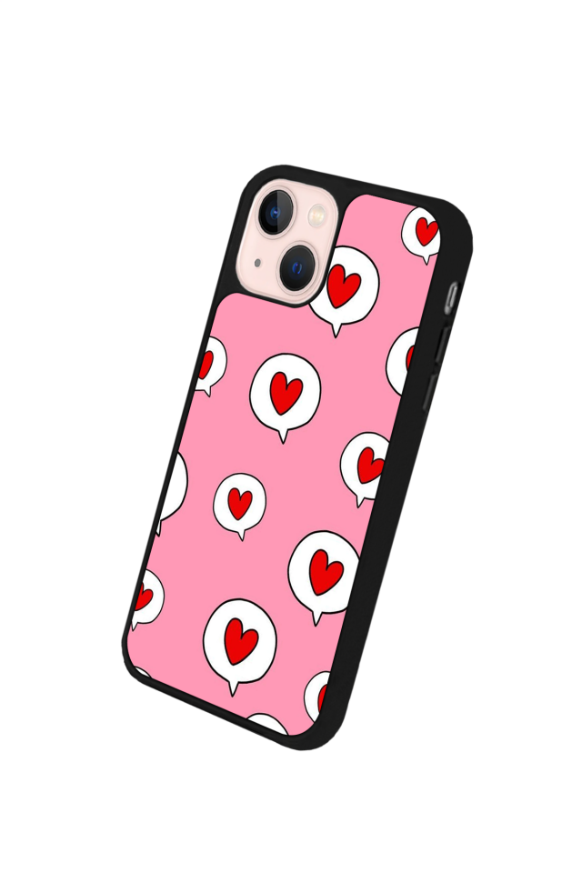 iPhone 13 Mini Uyumlu Kalp Love Tasarımlı Glossy Premium Kılıf