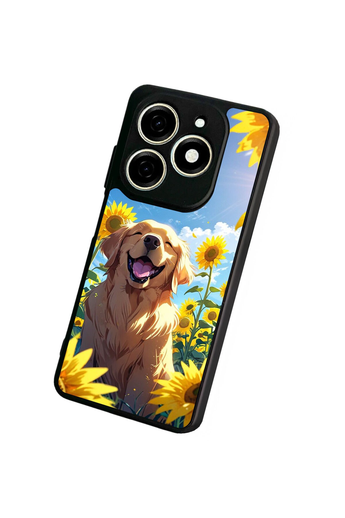 Tecno Spark 20/20C Uyumlu Golden Kopek Tasarımlı Glossy Premium Kılıf